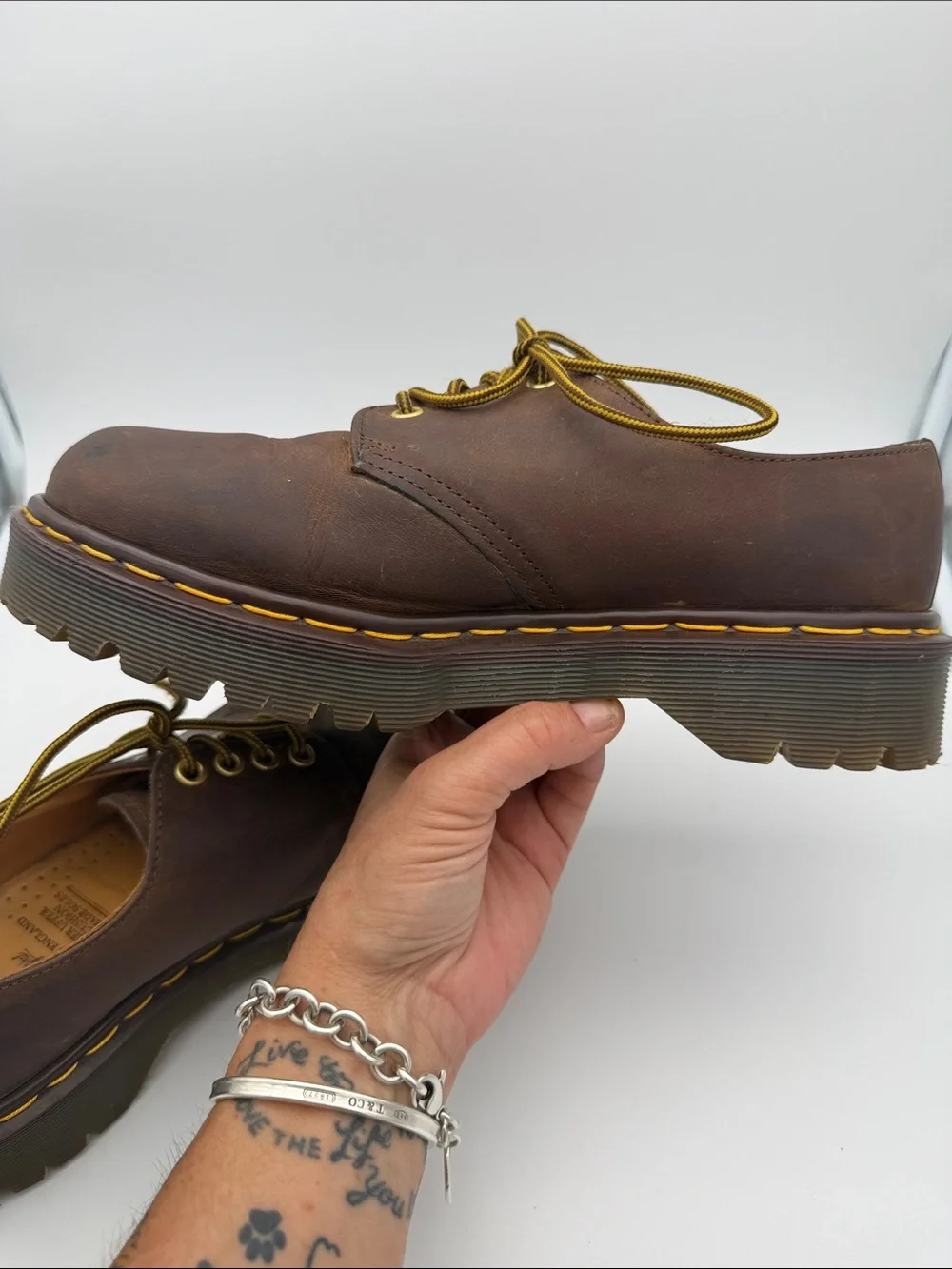 Vintage Dr. Martens Made in England Aztec Crazy Horse 1561 4 Hole Brown Oxford 6